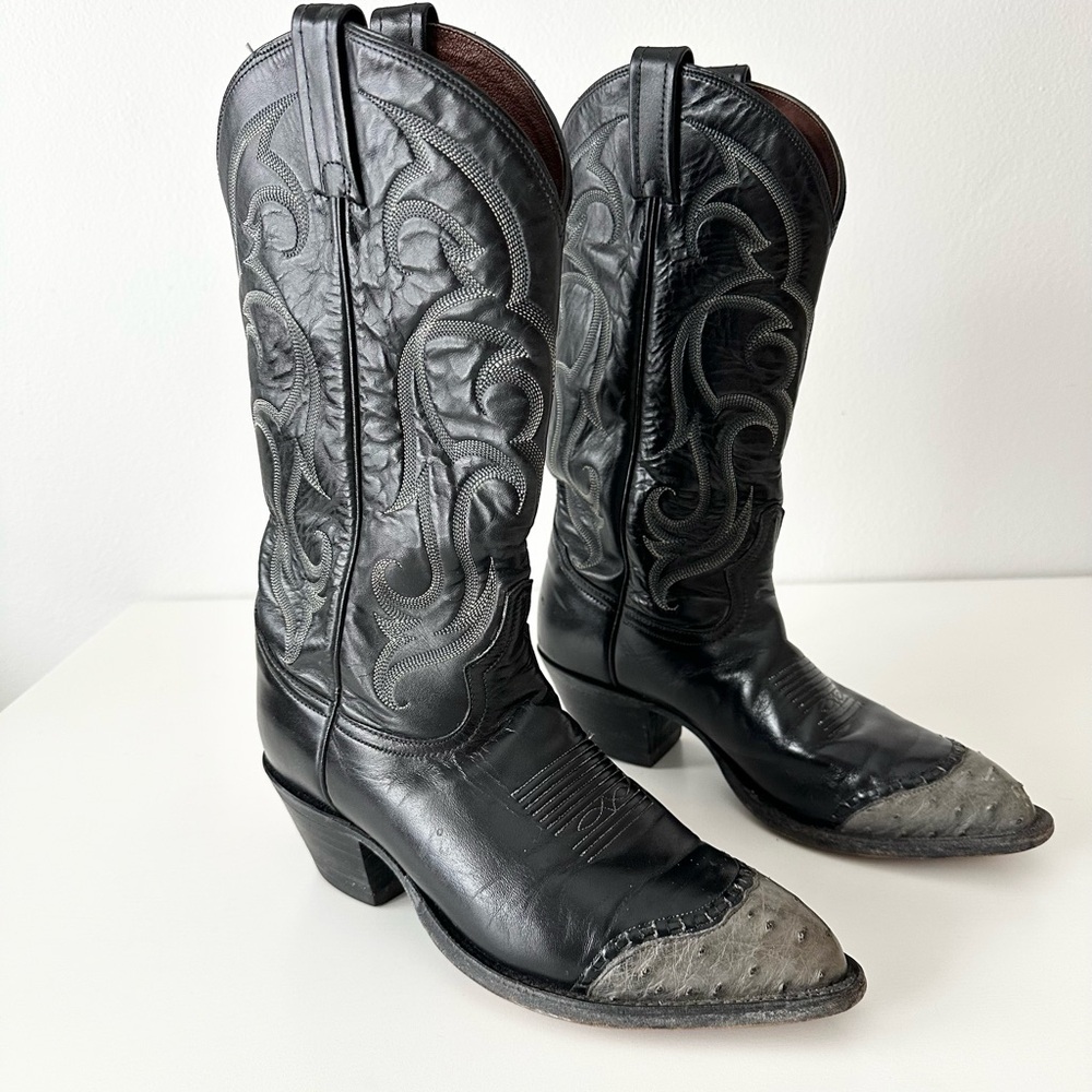 Vintage Tony Lama Western Wingtip Boot Size 8 D